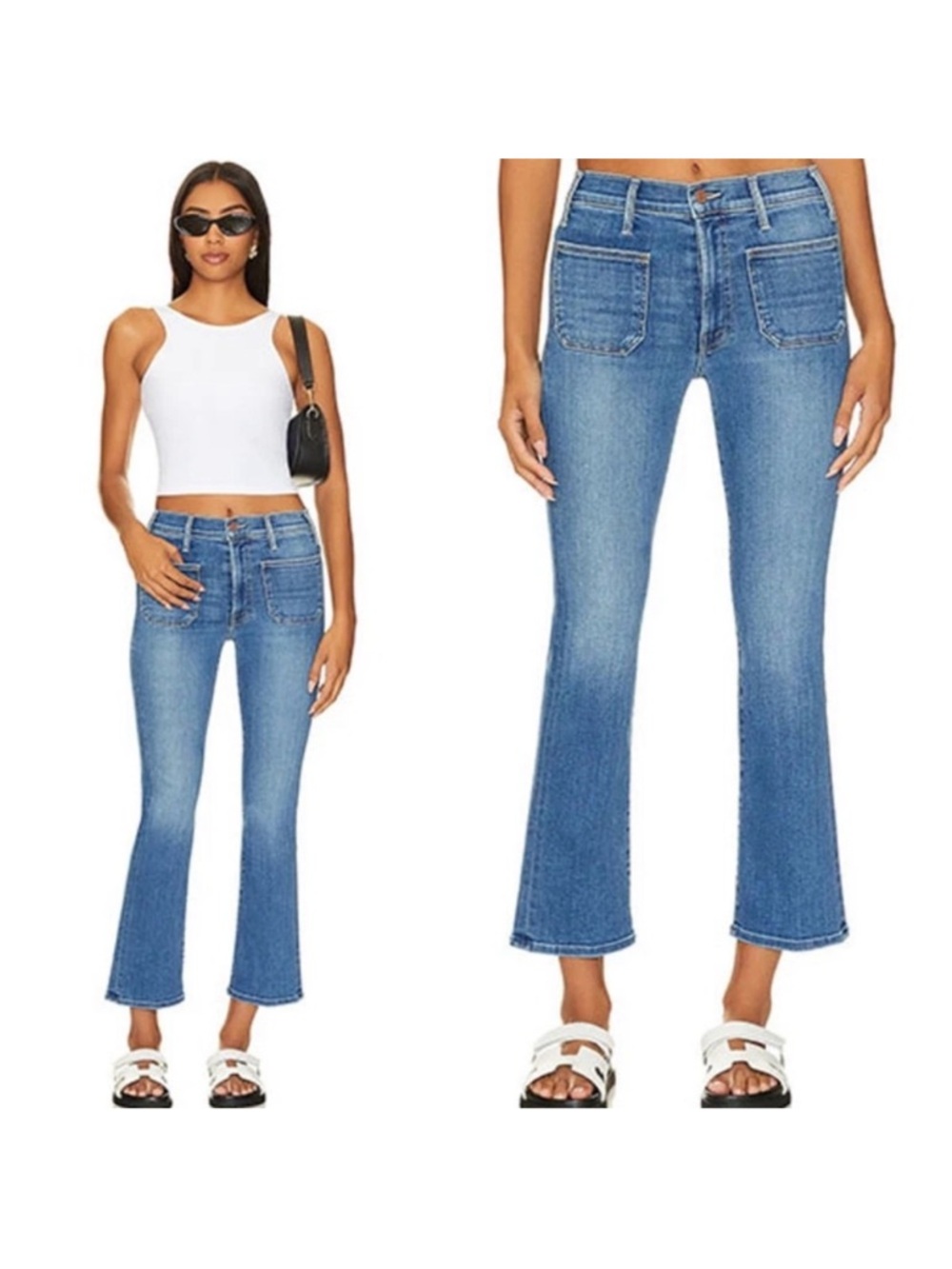 MOTHER The Patch Pocket Insider High Rise Ankle Straight Jeans in Happy Pill 29